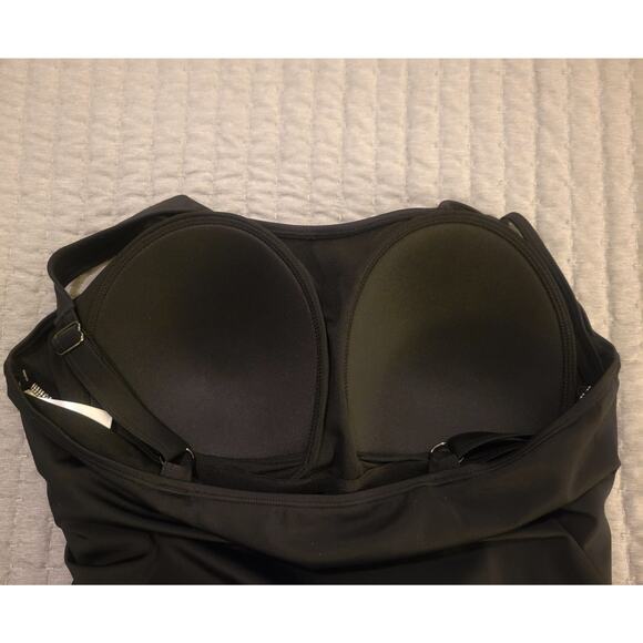 Isaac Mizrahi Size Plus 18 Black One Piece Swimsuit & Mesh Skirt A635929 NWT - Picture 10 of 13